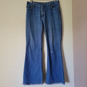 Vintage Y2K Flared Bell Bottom Jeans Medium Wash Denim Size 14 / 32